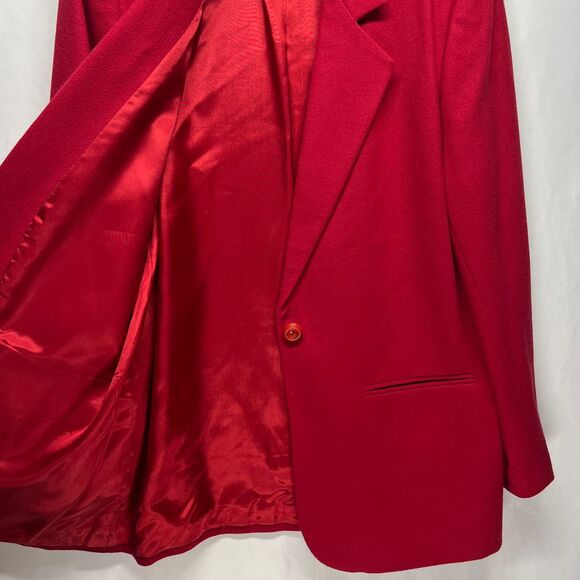 Sag Harbor Wool Blazer Bright Red Womens 12 Single Button Holidays Career Jacket - Picture 5 of 11